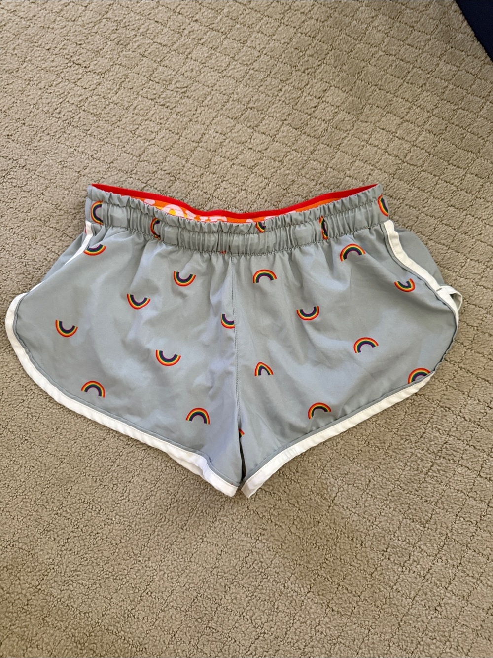 Rabbit Grey Rainbow Print Women’s Active Shorts